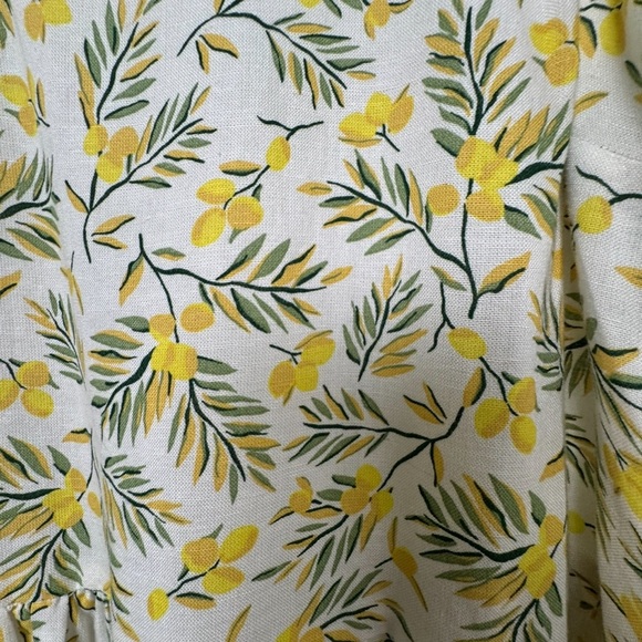 Dip Lemon Linen Blend Ruffle Peplum Tank Top Bow Detail Straps Size Medium - Picture 7 of 9